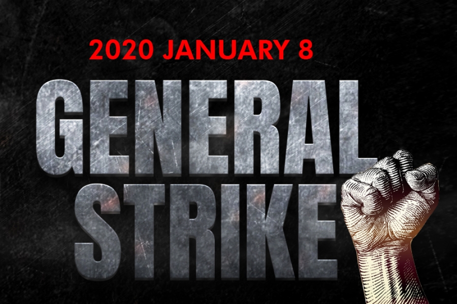 General Strike on 8 January 2020 Stands: Central Trade Unions